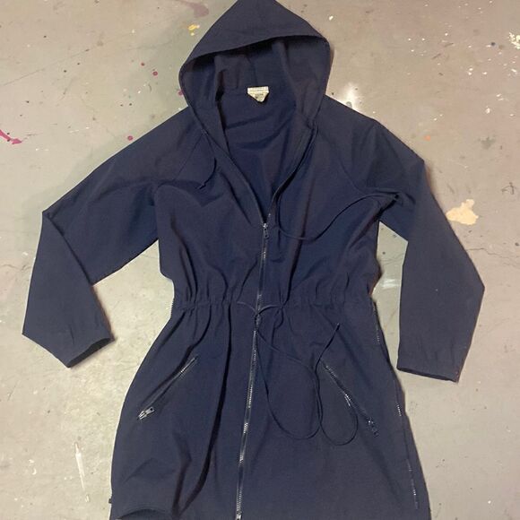 Blue Size Small Cinch Waist Vintage Weekender Hooded Utility Style Jaxket - Picture 6 of 9